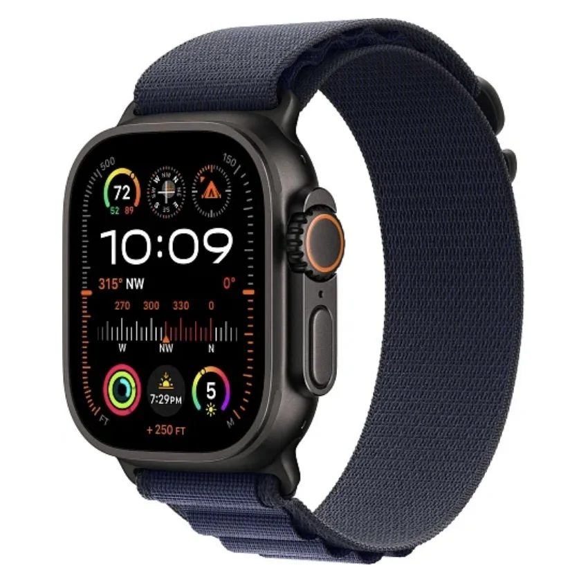 Apple Watch Ultra 2 2024 49 мм, корпус из черного титана, ремешок Alpine темно-синего цвета, размер S